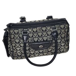 BRIGHTON Satchel Signature Heart Print Bag Black White